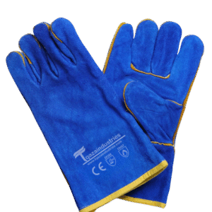 Blue leather welding gloves, fully lined (IT-108)
