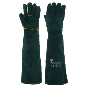 Green Lined Welding Gloves Shoulder Length (IT-125)