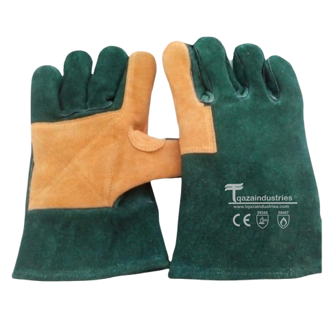Green Lined With Yellow Palm Welding Gloves (IT-132)