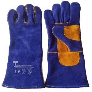 Reinforced Blue With Yellow Palm Welding Gloves (IT-134)